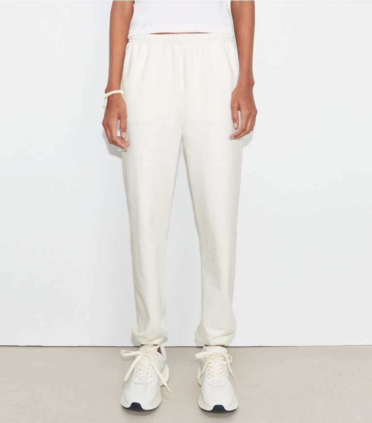 Tory Sport designer bottoms French Terry Cropped Sweatpant in Ivory White front