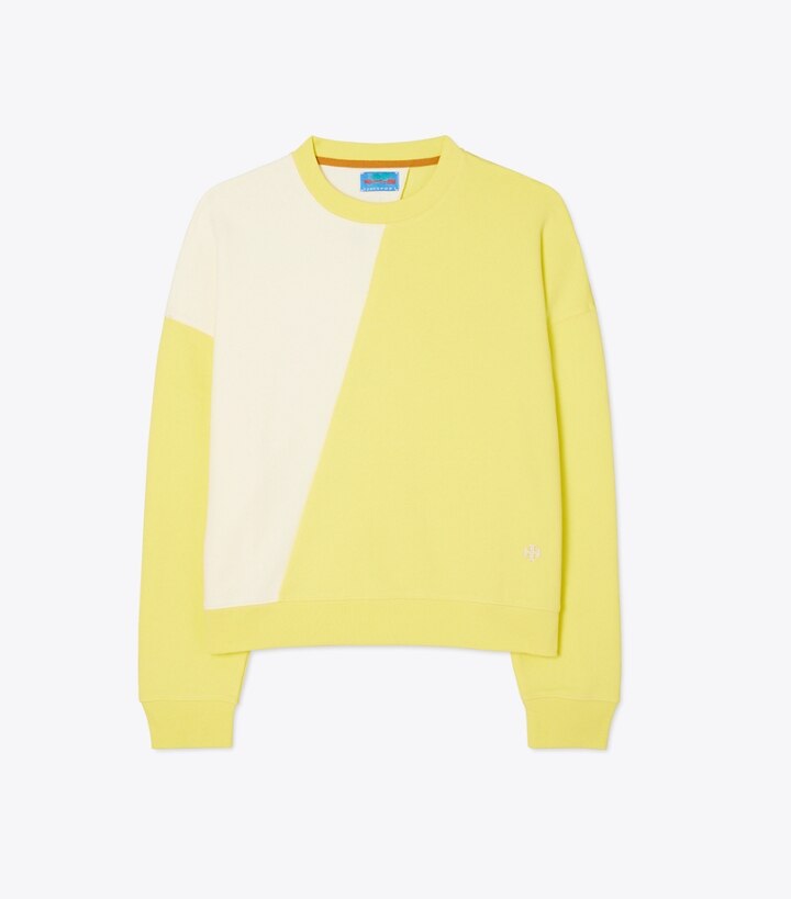 French Terry Diagonal Colorblock Crewneck: Women's Designer Sweaters | Tory  Sport
