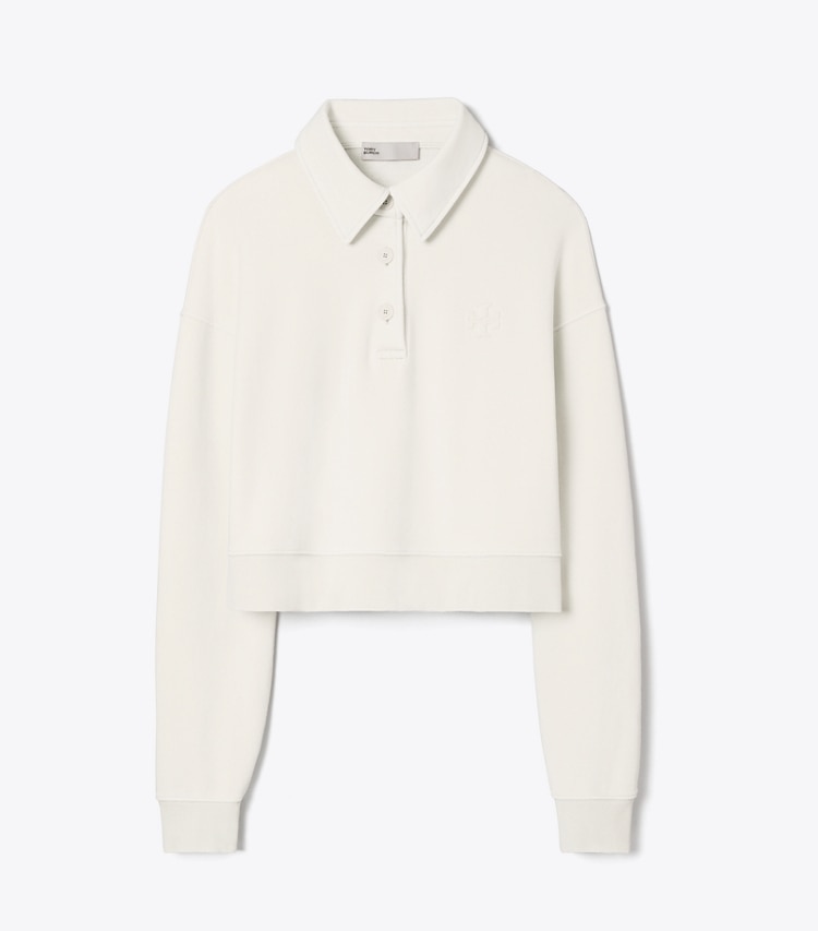 Tory Sport designer sweaters French Terry Logo Sweatshirt in Ivory White front