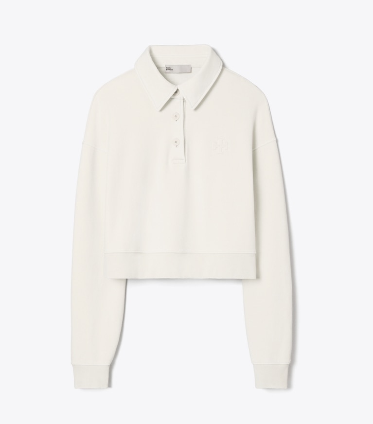 Tory Sport designer sweaters French Terry Logo Sweatshirt in Ivory White front