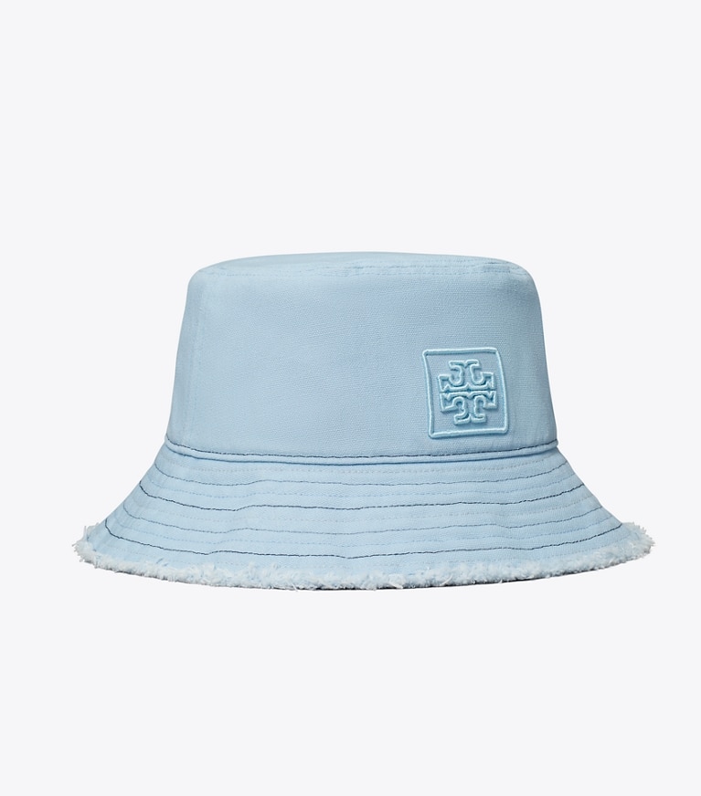 Tory Burch designer hats Fringe Bucket Hat in Cool Dusty Blue front