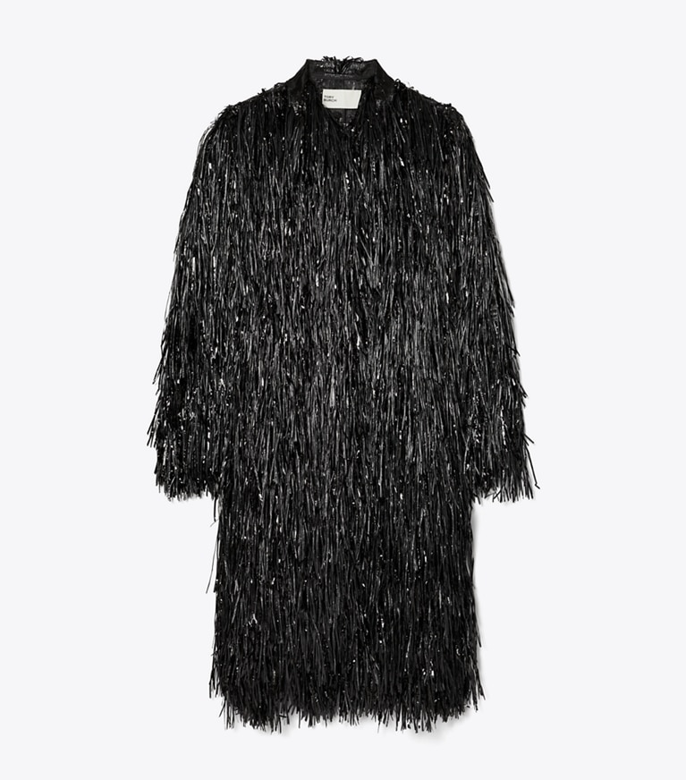 Tory Burch designer coats Fringe Coat in Black front