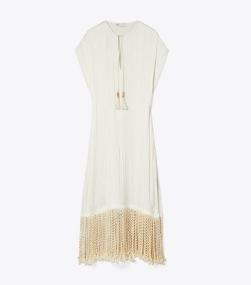 Tory Burch designer coverups Fringe Tunic in Vintage Champagne front