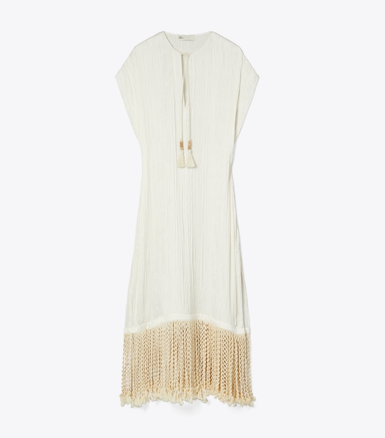 Tory Burch designer coverups Fringe Tunic in Vintage Champagne front