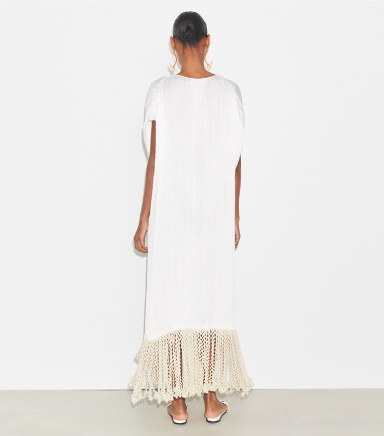 Tory Burch designer coverups Fringe Tunic in Vintage Champagne on model back