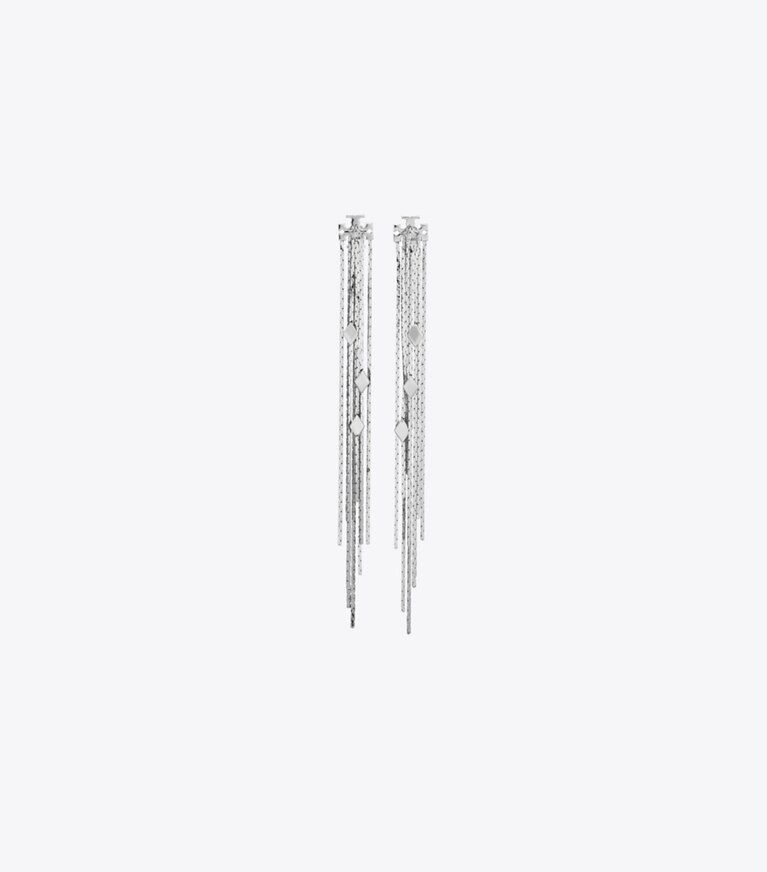 Tory Burch designer ohrringe Front-Back-Kettenohrringe in Tory Silver / Crystal front