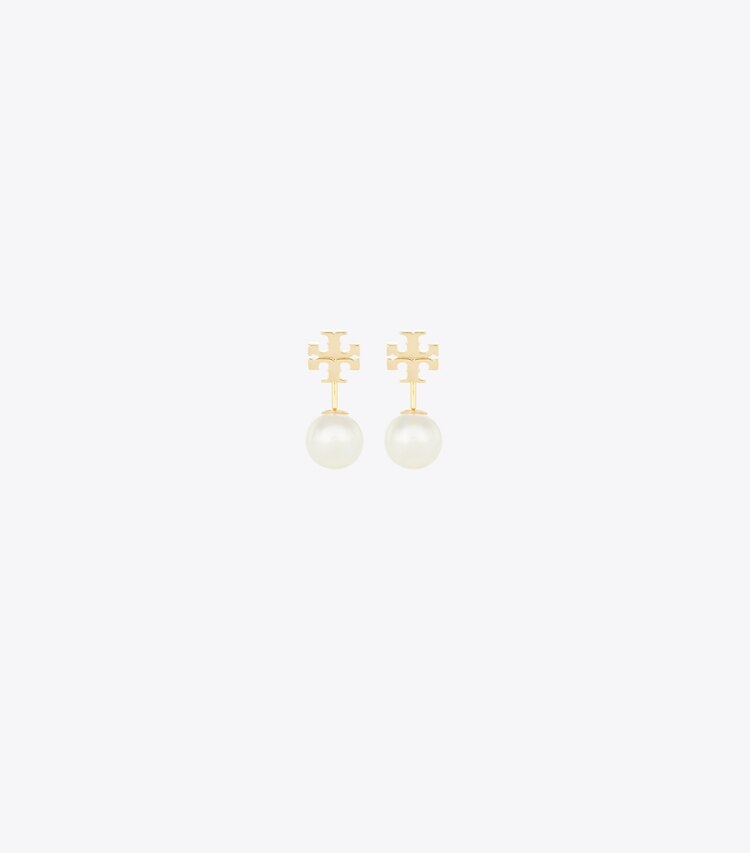 Tory Burch designer ohrringe Front-Back Ohrring mit Perlen in Tory Gold / Pearl detail