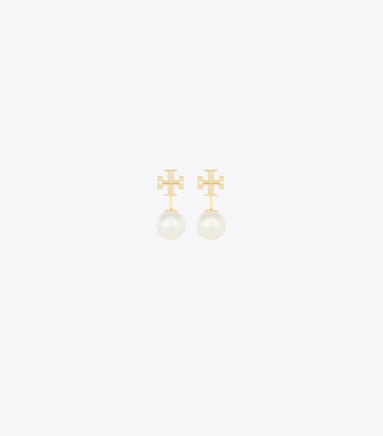 Tory Burch designer ohrringe Front-Back Ohrring mit Perlen in Tory Gold / Pearl front