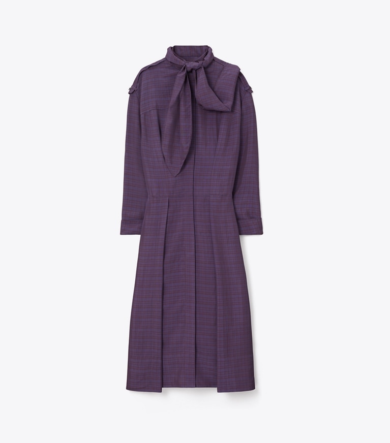 Tory Burch designer dresses Front-Tie Jacquard Shirtdress in Blue Slate / Cherrywood additional