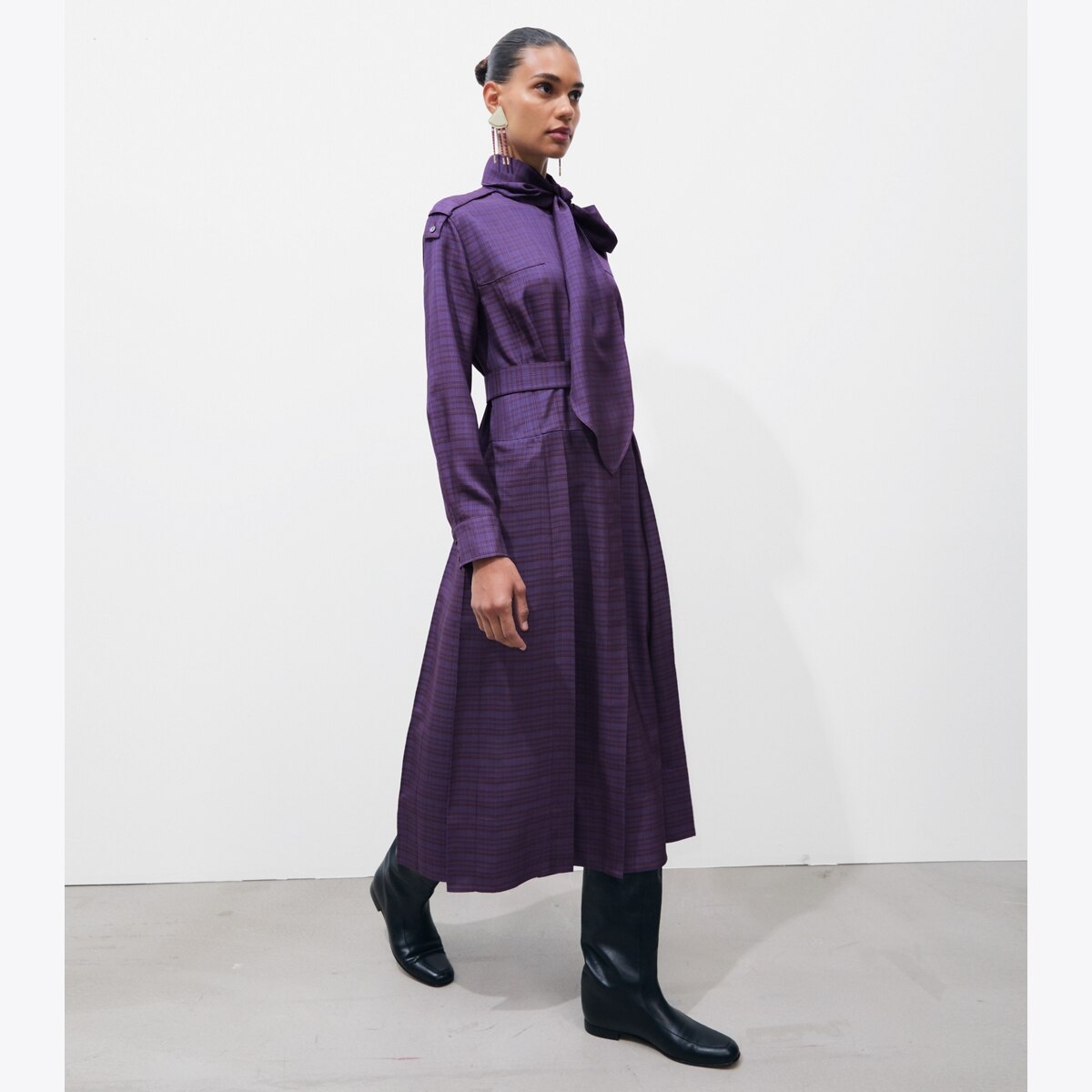 FRONT-TIE JACQUARD SHIRTDRESS - thumbnail 2