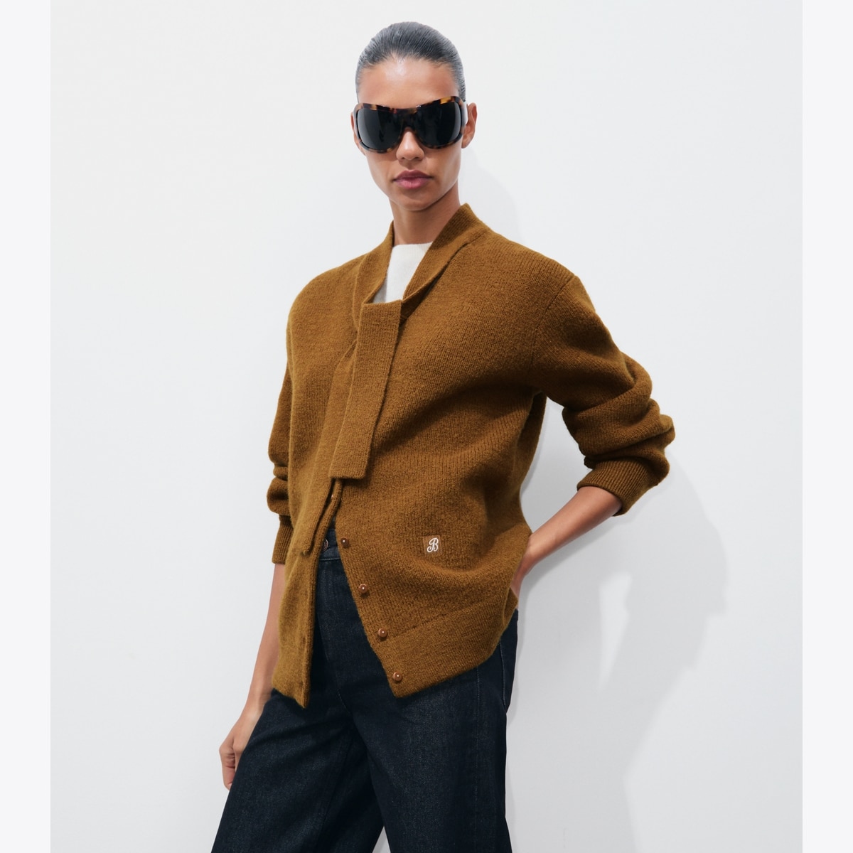 FRONT-TIE WOOL CARDIGAN - thumbnail 2