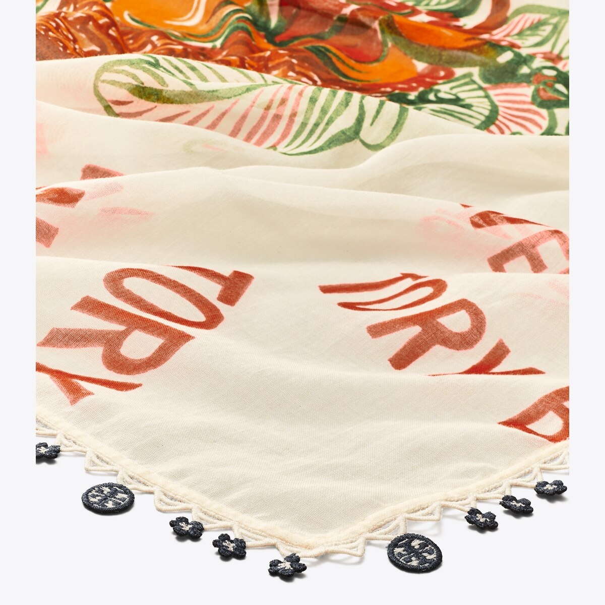 【SALE】 トリーバーチ フルーツバスケット柄 スカーフ fruit-basket-cotton-square-