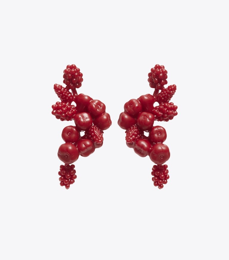 Tory Burch designer earrings Fruit Earrings in Red front