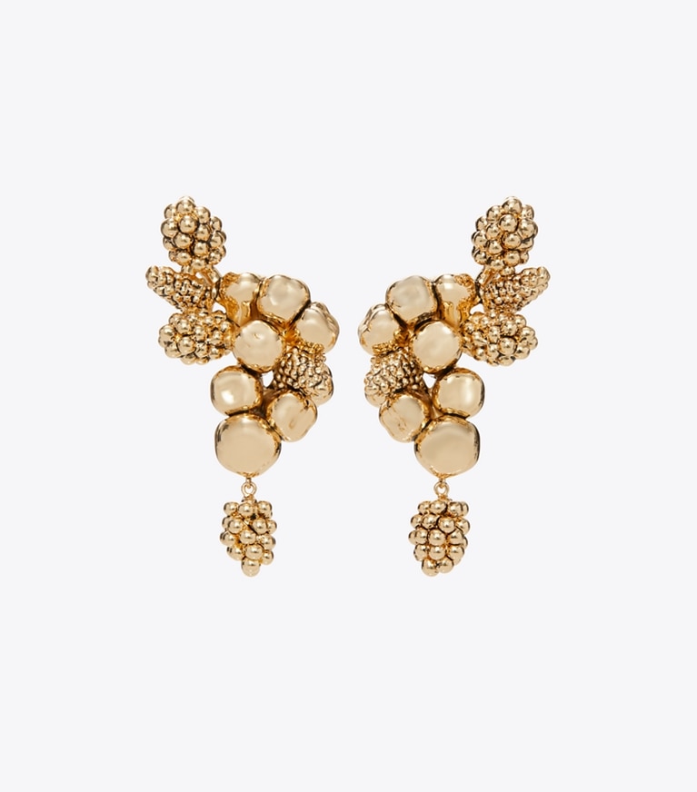 Tory Burch designer earrings Fruit Earrings in Light Brass front