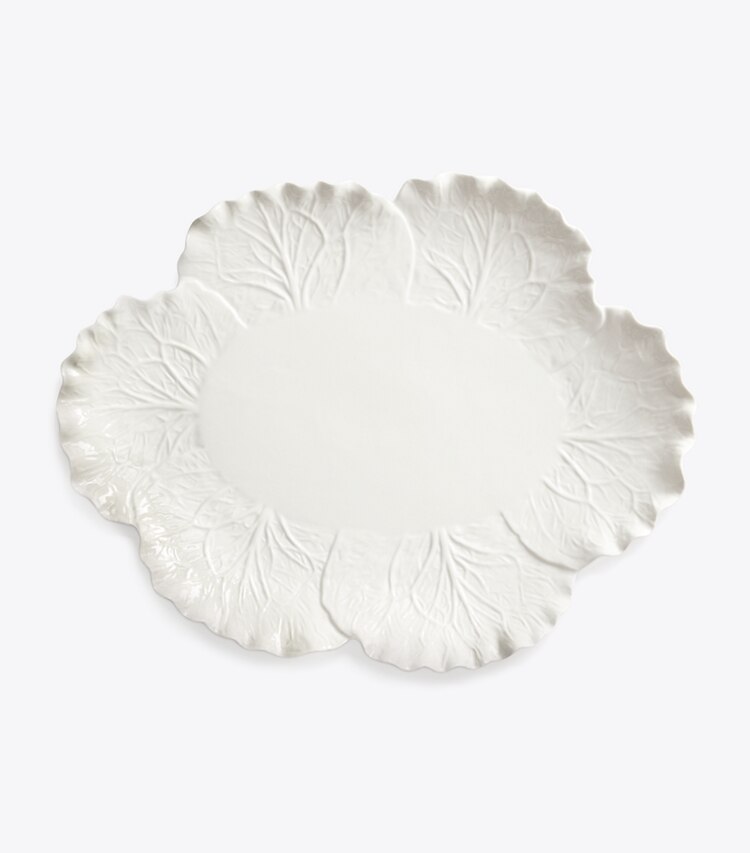 Tory Burch diseñador artículos de mesa & cristalería Fuente ovalada con borde ondulado para servir en White frente