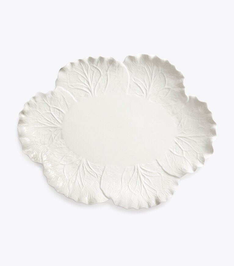 Tory Burch diseñador artículos de mesa & cristalería Fuente ovalada con borde ondulado para servir en White frente