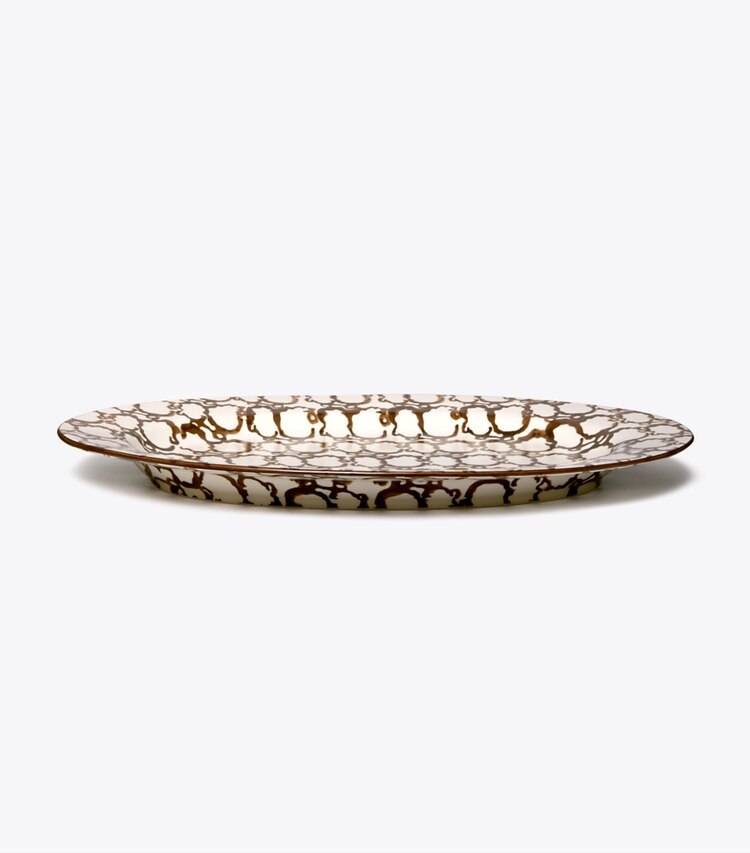 Tory Burch diseñador artículos de mesa & cristalería Fuente ovalada para servir de loza esponjada en Brown / Smoke grupo