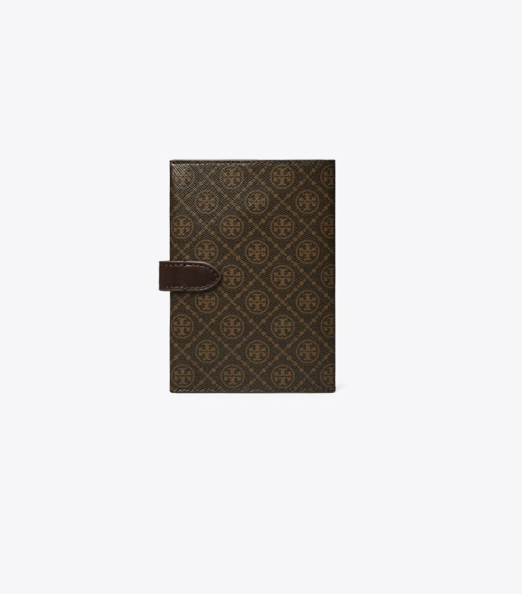 Tory Burch diseñador accesorios de viaje Funda para pasaporte de lona revestida con monograma de T en French Press parte trasera