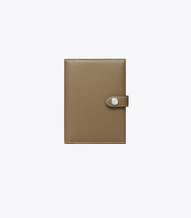 Tory Burch diseñador accesorios de viaje Funda para pasaporte en Wild Mushroom frente