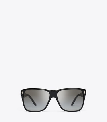 Tory Burch diseñador gafas de sol y anteojos Gafas cuadradas con parte superior plana Miller en BLACK/LIGHT GREY GRADIENT frente