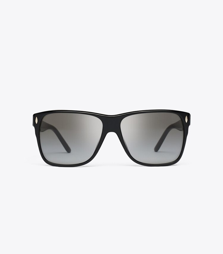 Tory Burch diseñador gafas de sol y anteojos Gafas cuadradas con parte superior plana Miller en BLACK/LIGHT GREY GRADIENT frente