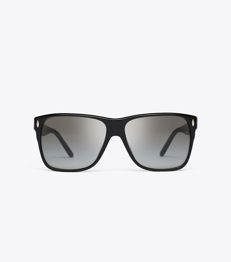 Tory Burch diseñador gafas de sol y anteojos Gafas cuadradas con parte superior plana Miller en BLACK/LIGHT GREY GRADIENT frente