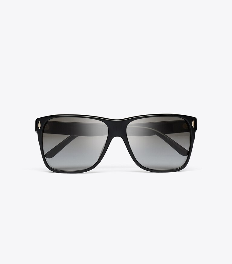 Tory Burch diseñador gafas de sol y anteojos Gafas cuadradas con parte superior plana Miller en BLACK/LIGHT GREY GRADIENT vista superior