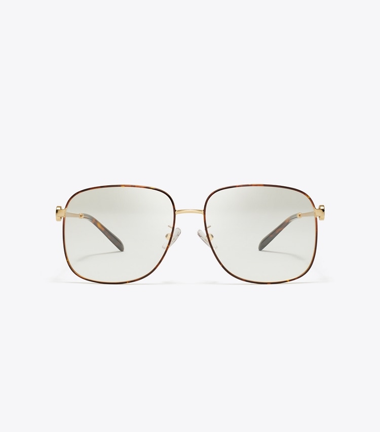 Tory Burch diseñador gafas de sol y gafas graduadas Gafas cuadradas de metal Miller en GOLD frente