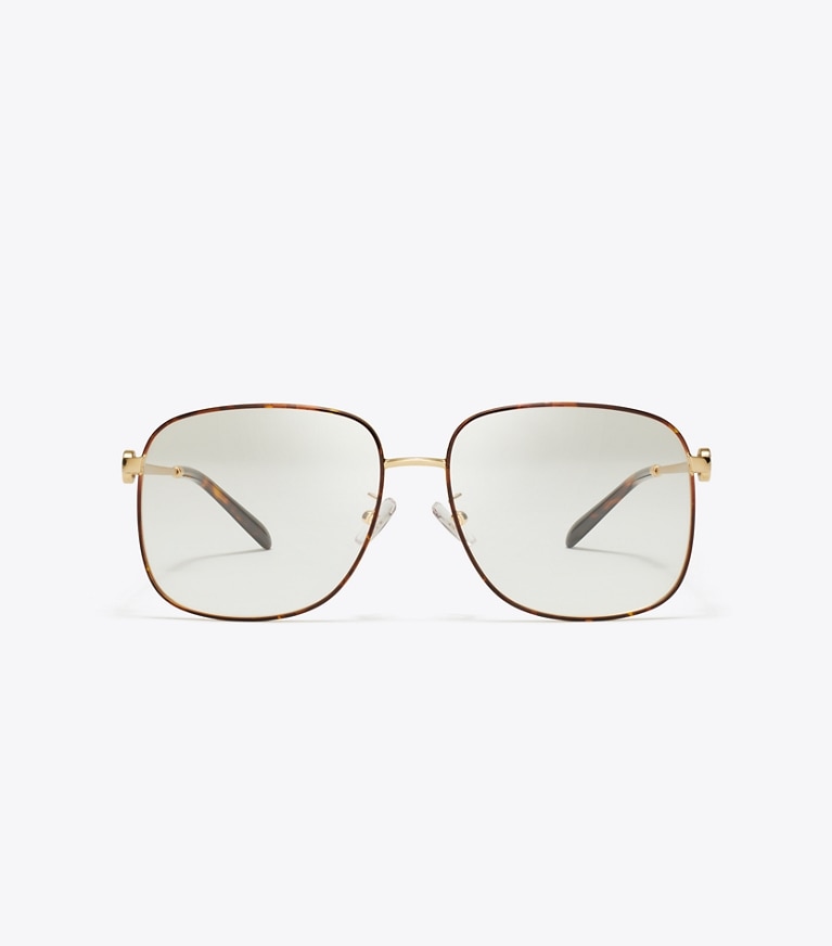 Tory Burch diseñador gafas de sol y gafas graduadas Gafas cuadradas de metal Miller en GOLD frente