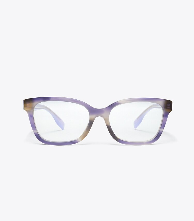 Tory Burch diseñador gafas de sol y gafas graduadas Gafas cuadradas Miller en PURPLE STRIATED/PURPLE frente