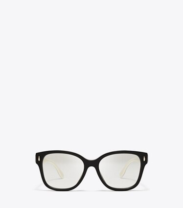 Tory Burch diseñador gafas de sol y gafas graduadas Gafas cuadradas Miller en BLACK/IVORY frente