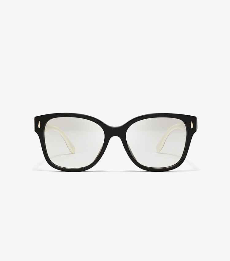 Tory Burch diseñador gafas de sol y gafas graduadas Gafas cuadradas Miller en BLACK/IVORY frente