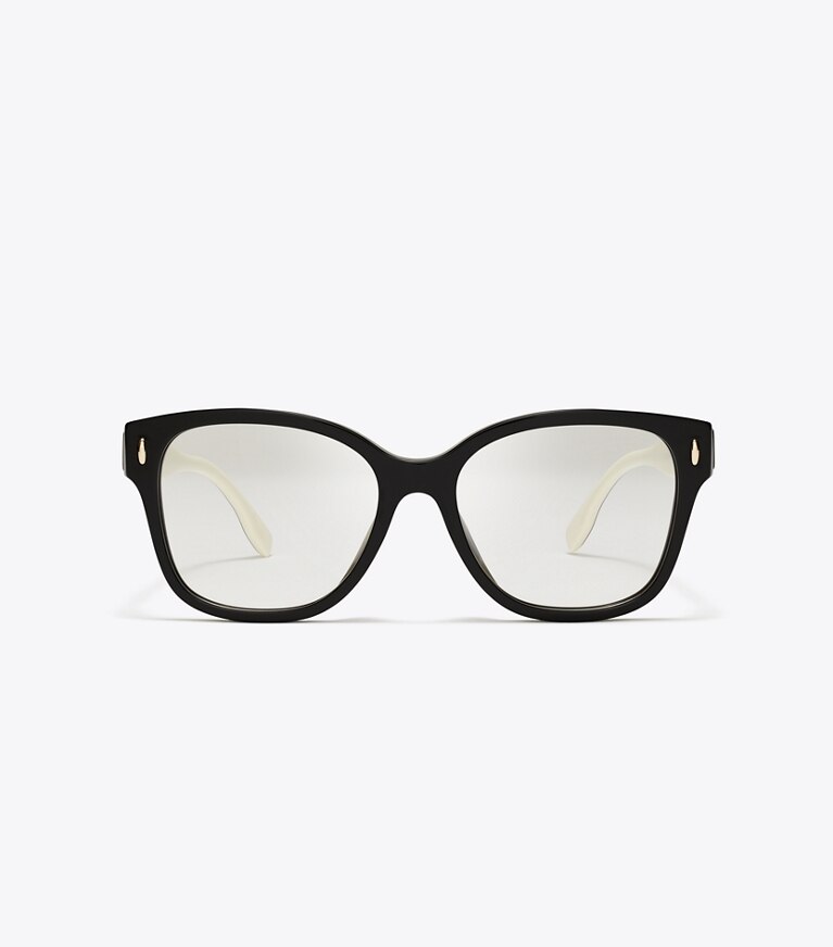 Tory Burch diseñador gafas de sol y gafas graduadas Gafas cuadradas Miller en BLACK/IVORY frente