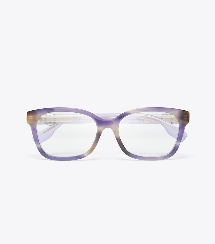 Tory Burch diseñador gafas de sol y gafas graduadas Gafas cuadradas Miller en PURPLE STRIATED/PURPLE vista superior