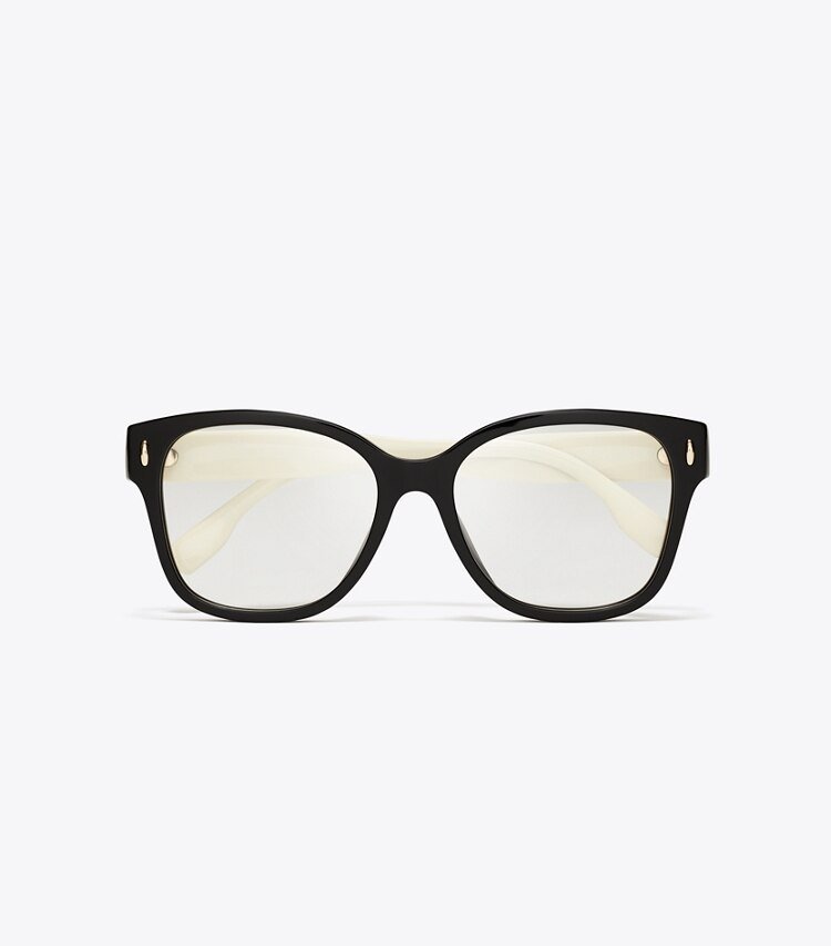 Tory Burch diseñador gafas de sol y gafas graduadas Gafas cuadradas Miller en BLACK/IVORY vista superior
