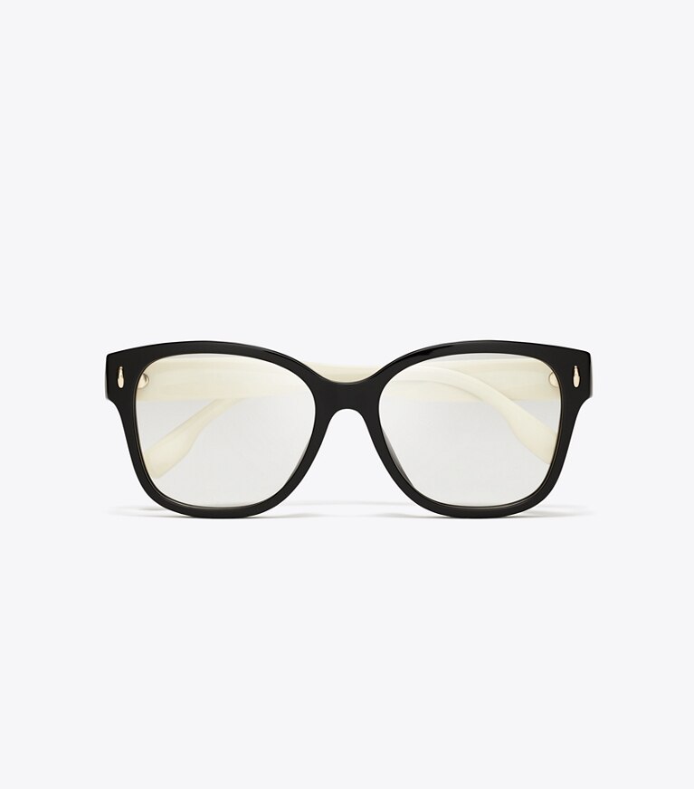 Tory Burch diseñador gafas de sol y gafas graduadas Gafas cuadradas Miller en BLACK/IVORY vista superior