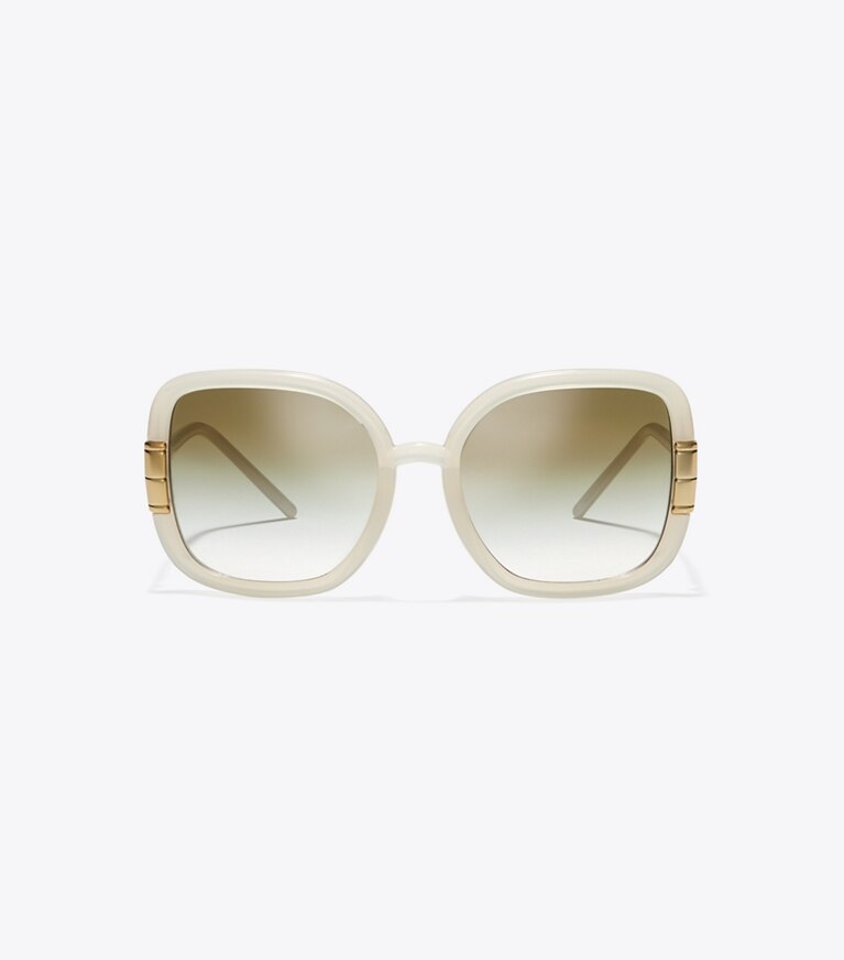 Tory Burch diseñador gafas de sol y anteojos Gafas de sol cuadradas con T única en IVORY frontal