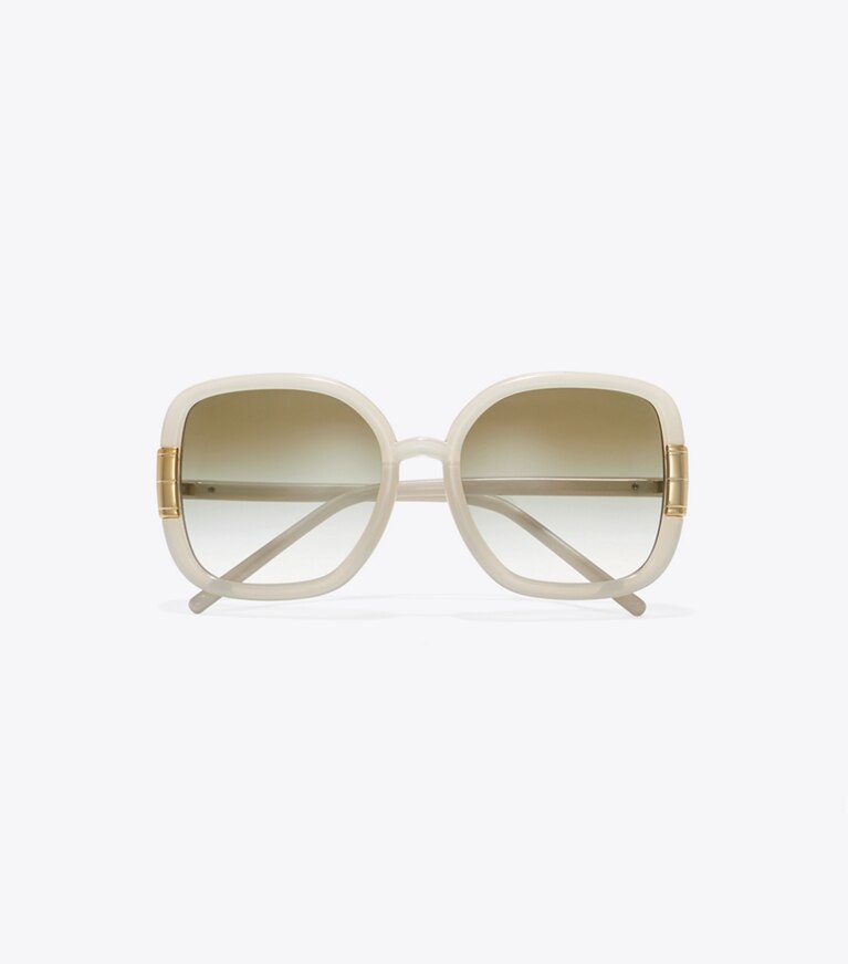 Tory Burch diseñador gafas de sol y anteojos Gafas de sol cuadradas con T única en IVORY desde arriba