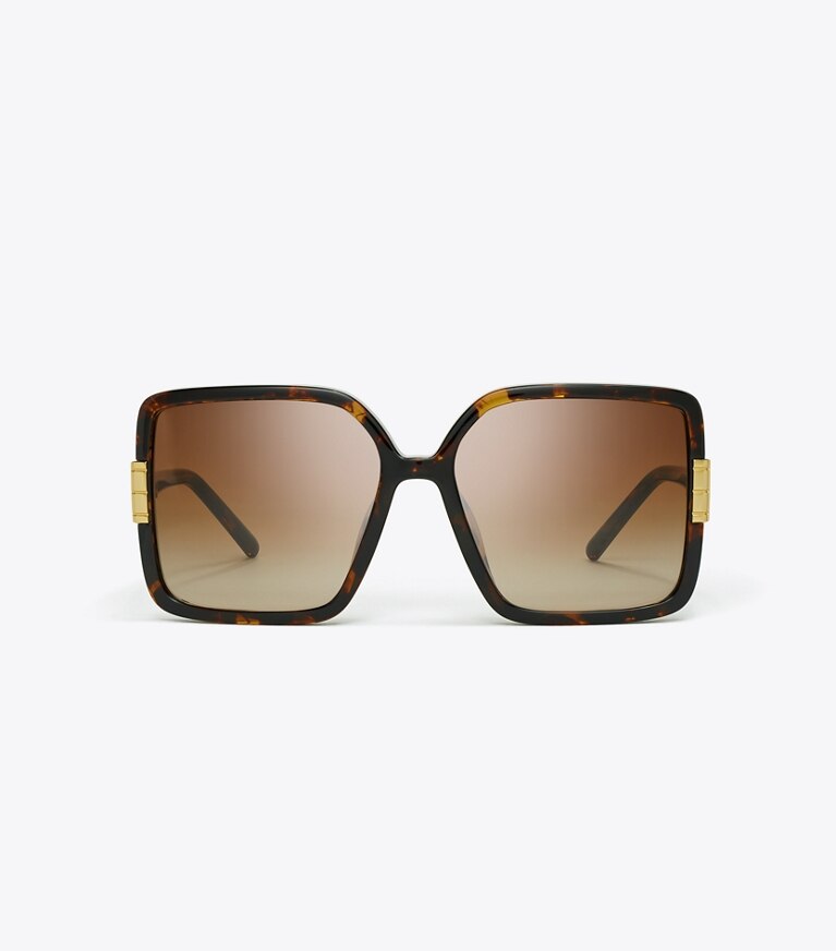 Tory Burch diseñador gafas de sol y anteojos Gafas de sol cuadradas extragrandes Eleanor en TORTOISE/LIGHT BROWN GRADIENT frente