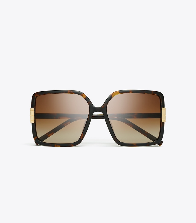Tory Burch diseñador gafas de sol y anteojos Gafas de sol cuadradas extragrandes Eleanor en TORTOISE/LIGHT BROWN GRADIENT vista superior