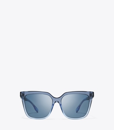 Tory Burch diseñador gafas de sol y gafas graduadas Gafas de sol cuadradas extragrandes Miller en NAVY GRADIENT/DARK BLUE frente