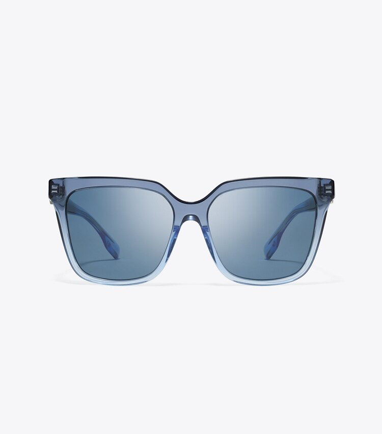 Tory Burch diseñador gafas de sol y anteojos Gafas de sol cuadradas extragrandes Miller en NAVY GRADIENT/DARK BLUE frente