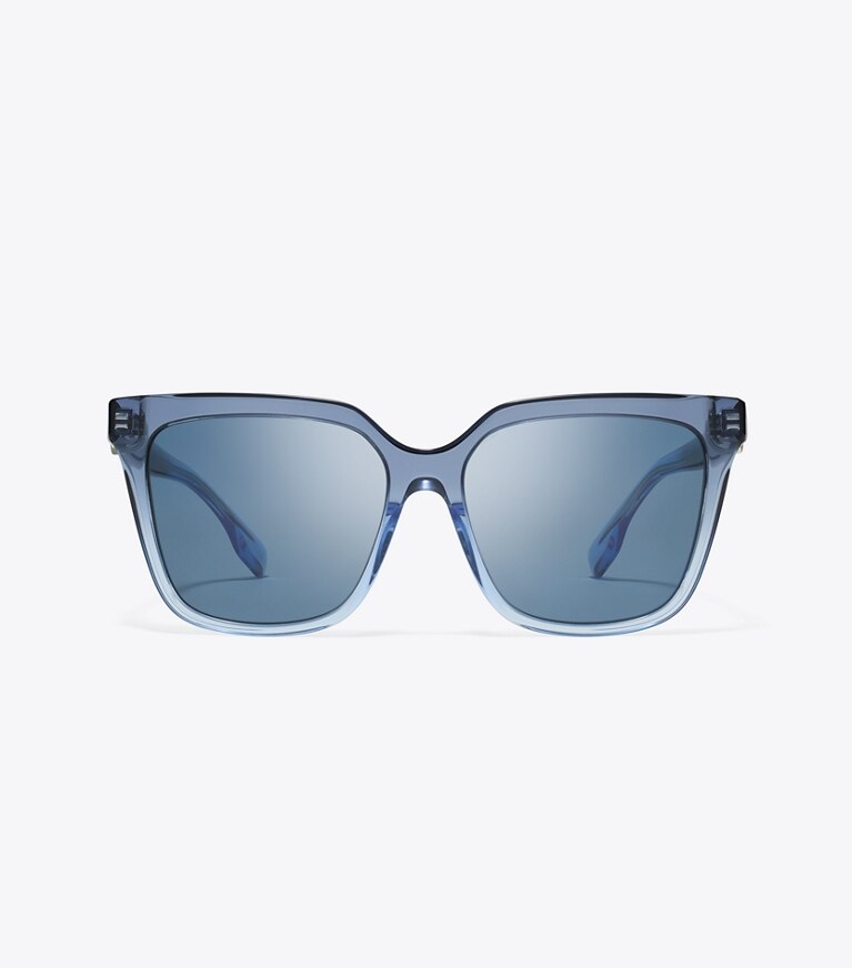 Tory Burch diseñador gafas de sol y anteojos Gafas de sol cuadradas extragrandes Miller en NAVY GRADIENT/DARK BLUE frente