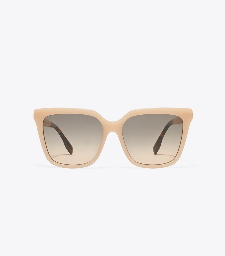 Tory Burch diseñador gafas de sol y anteojos Gafas de sol cuadradas extragrandes Miller en MILKY PINK/BROWN GRADIENT frontal
