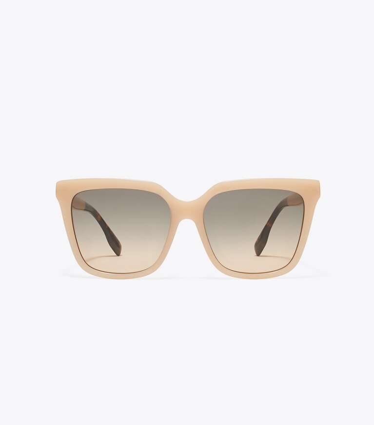 Tory Burch diseñador gafas de sol y anteojos Gafas de sol cuadradas extragrandes Miller en MILKY PINK/BROWN GRADIENT frontal