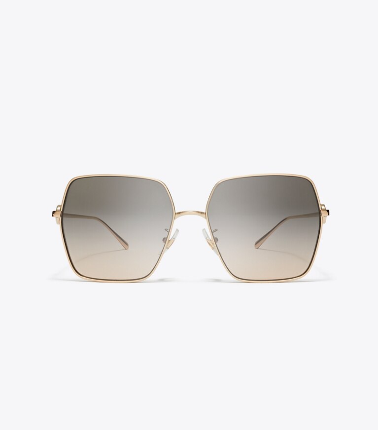 Tory Burch diseñador gafas de sol y anteojos Gafas de sol cuadradas extragrandes Miller en LIGHT ROSE GOLD/LIGHT BROWN GRADIENT frente