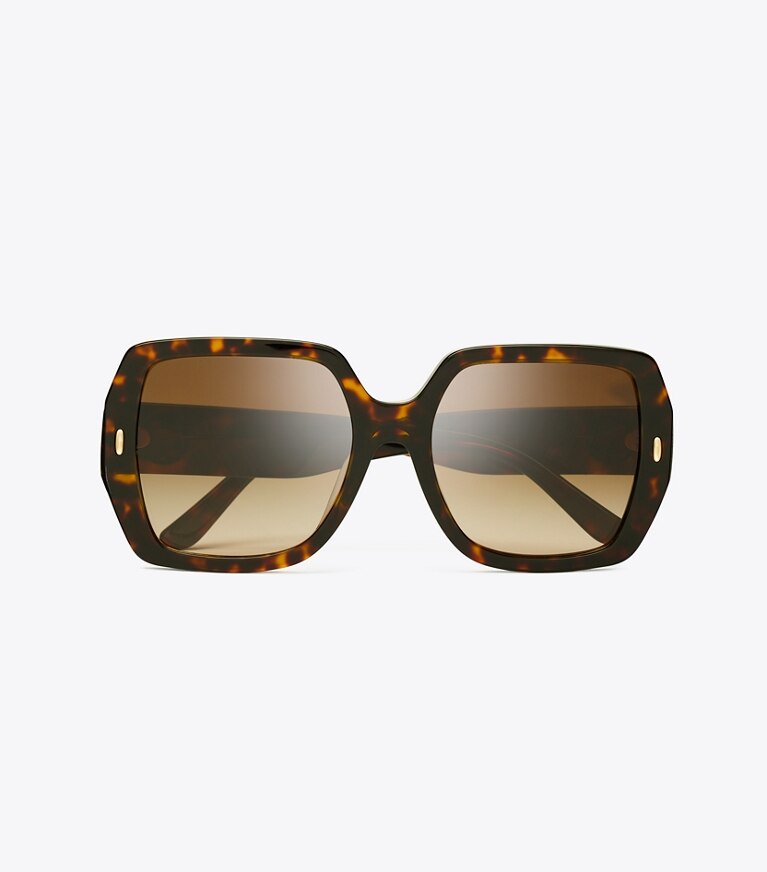 Tory Burch diseñador gafas de sol y anteojos Gafas de sol cuadradas extragrandes Miller en DARK TORTOISE/BROWN GRADIENT vista superior