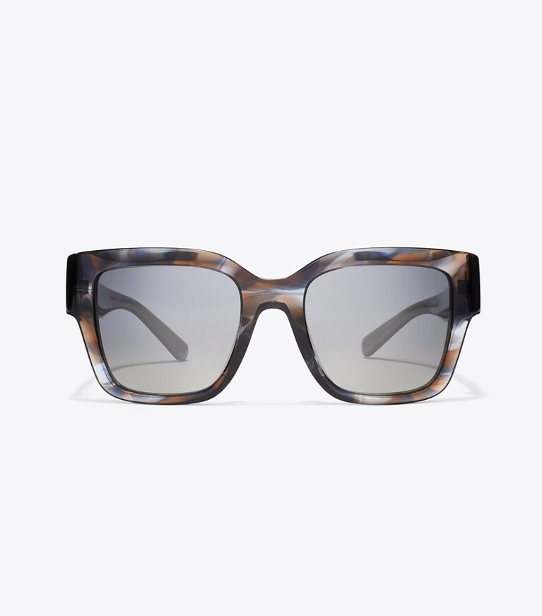 Tory Burch diseñador gafas de sol y anteojos Gafas de sol cuadradas Miller en BLUE SMOKE TORTOISE/POLAR GRAY GRADIENT frente
