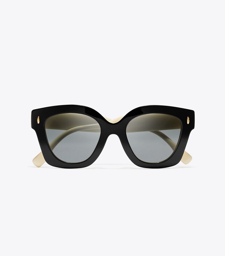 Tory Burch diseñador gafas de sol y gafas graduadas Gafas de sol cuadradas Miller en BLACK/IVORY/DARK GREY vista superior