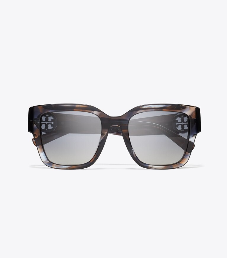Tory Burch diseñador gafas de sol y anteojos Gafas de sol cuadradas Miller en BLUE SMOKE TORTOISE/POLAR GRAY GRADIENT vista superior